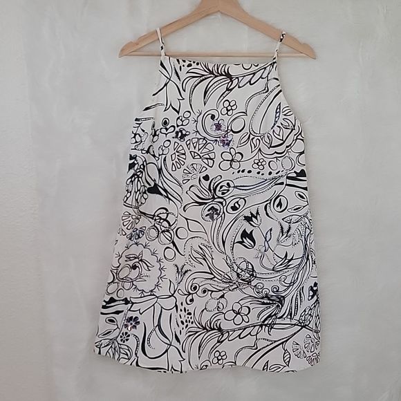 NWT ZARA FLORAL PAISLEY BEADED DRESS BROWN WHITE BLUE small - Picture 3 of 10